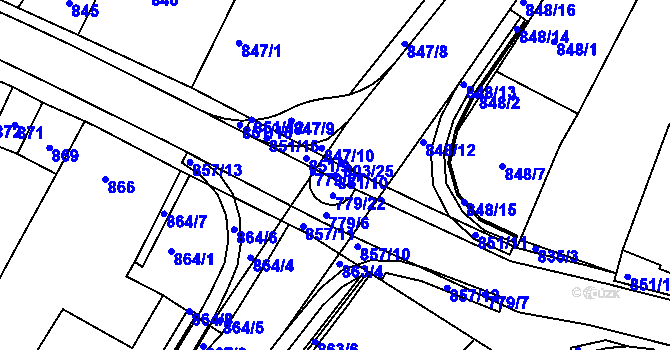 Parcela st. 851/10 v KÚ Lednice na Moravě, Katastrální mapa