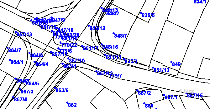 Parcela st. 851/11 v KÚ Lednice na Moravě, Katastrální mapa
