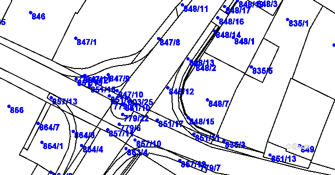 Parcela st. 848/12 v KÚ Lednice na Moravě, Katastrální mapa
