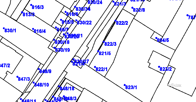 Parcela st. 821/5 v KÚ Lednice na Moravě, Katastrální mapa