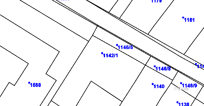 Parcela st. 1142/1 v KÚ Lednice na Moravě, Katastrální mapa