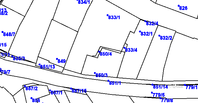 Parcela st. 850/4 v KÚ Lednice na Moravě, Katastrální mapa