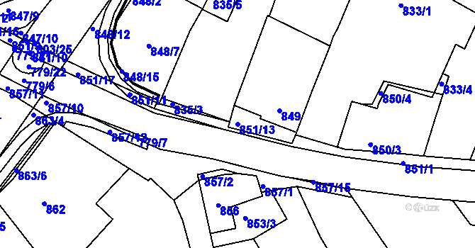 Parcela st. 851/13 v KÚ Lednice na Moravě, Katastrální mapa