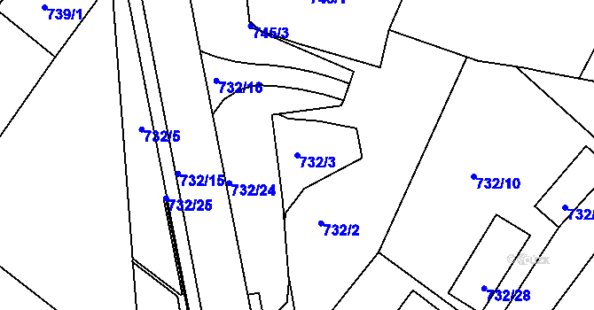 Parcela st. 732/3 v KÚ Lednice na Moravě, Katastrální mapa