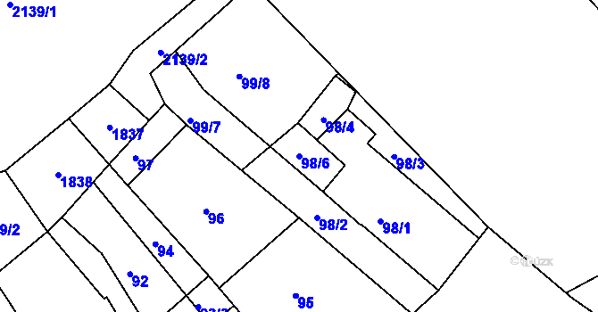 Parcela st. 98/6 v KÚ Lednice na Moravě, Katastrální mapa