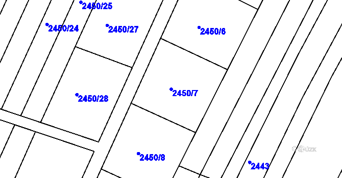 Parcela st. 2450/7 v KÚ Lednice na Moravě, Katastrální mapa