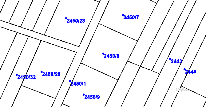 Parcela st. 2450/8 v KÚ Lednice na Moravě, Katastrální mapa