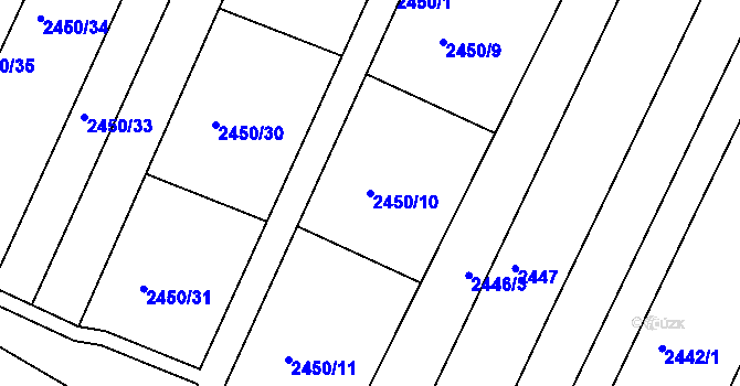 Parcela st. 2450/10 v KÚ Lednice na Moravě, Katastrální mapa