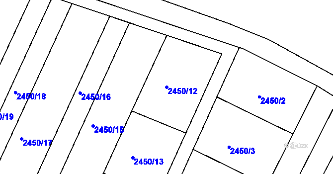 Parcela st. 2450/12 v KÚ Lednice na Moravě, Katastrální mapa
