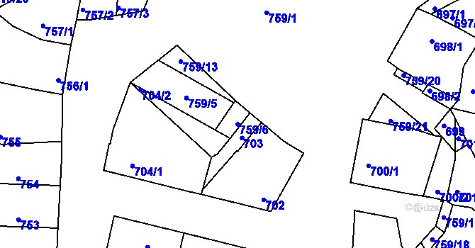 Parcela st. 759/6 v KÚ Lednice na Moravě, Katastrální mapa