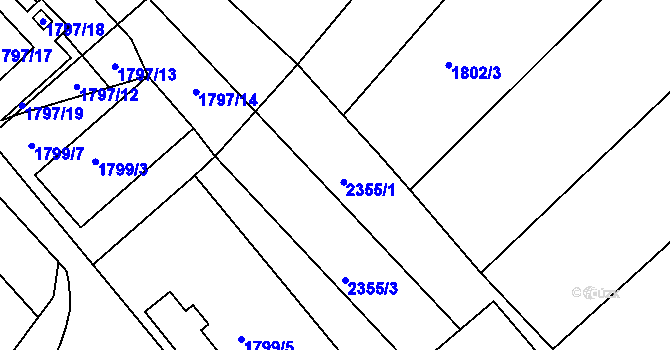 Parcela st. 2355/1 v KÚ Lednice na Moravě, Katastrální mapa