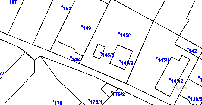 Parcela st. 145/3 v KÚ Lednice na Moravě, Katastrální mapa