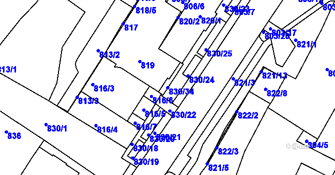 Parcela st. 830/34 v KÚ Lednice na Moravě, Katastrální mapa