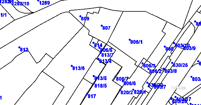 Parcela st. 813/7 v KÚ Lednice na Moravě, Katastrální mapa