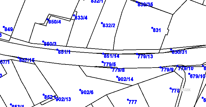 Parcela st. 851/14 v KÚ Lednice na Moravě, Katastrální mapa