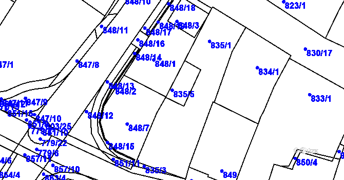 Parcela st. 835/5 v KÚ Lednice na Moravě, Katastrální mapa