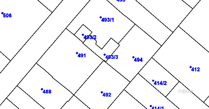 Parcela st. 493/3 v KÚ Lednice na Moravě, Katastrální mapa
