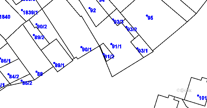 Parcela st. 91/2 v KÚ Lednice na Moravě, Katastrální mapa