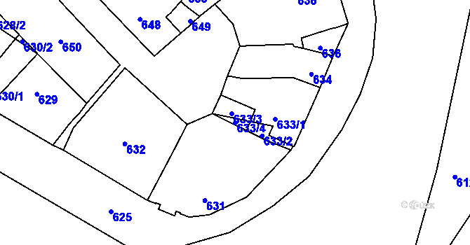 Parcela st. 633/4 v KÚ Lednice na Moravě, Katastrální mapa
