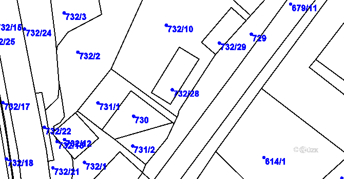 Parcela st. 732/28 v KÚ Lednice na Moravě, Katastrální mapa