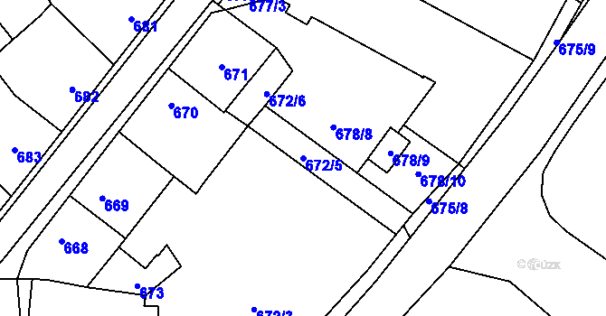 Parcela st. 672/5 v KÚ Lednice na Moravě, Katastrální mapa