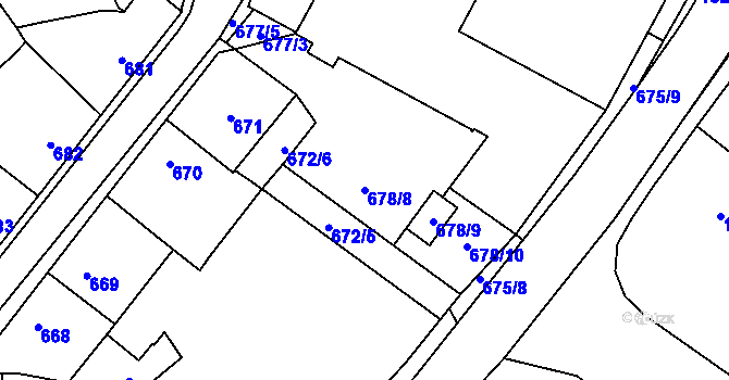 Parcela st. 678/8 v KÚ Lednice na Moravě, Katastrální mapa
