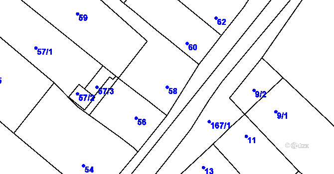 Parcela st. 58 v KÚ Nejdek u Lednice, Katastrální mapa