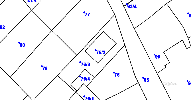 Parcela st. 76/2 v KÚ Nejdek u Lednice, Katastrální mapa