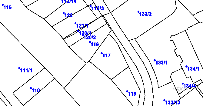 Parcela st. 117 v KÚ Nejdek u Lednice, Katastrální mapa