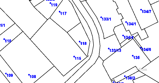 Parcela st. 118 v KÚ Nejdek u Lednice, Katastrální mapa
