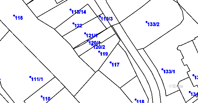 Parcela st. 119 v KÚ Nejdek u Lednice, Katastrální mapa