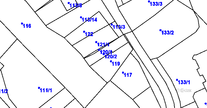 Parcela st. 120/2 v KÚ Nejdek u Lednice, Katastrální mapa
