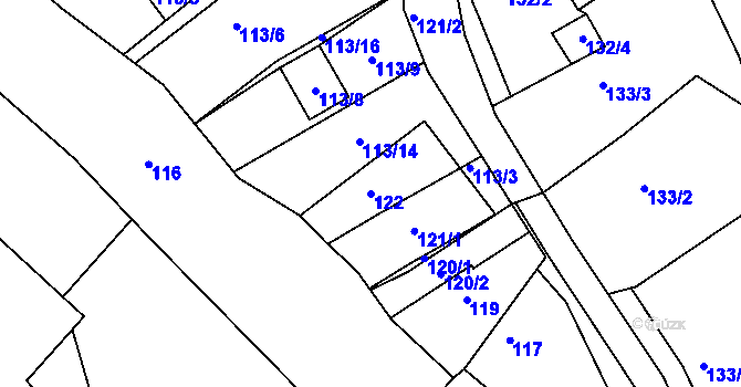 Parcela st. 122 v KÚ Nejdek u Lednice, Katastrální mapa