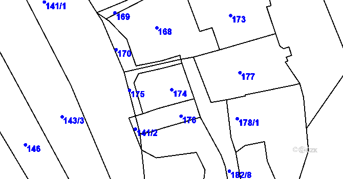 Parcela st. 174 v KÚ Nejdek u Lednice, Katastrální mapa