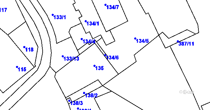 Parcela st. 134/6 v KÚ Nejdek u Lednice, Katastrální mapa