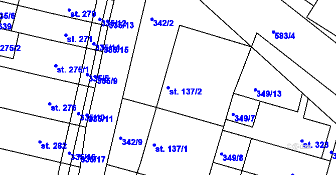 Parcela st. 137/2 v KÚ Ledvice, Katastrální mapa