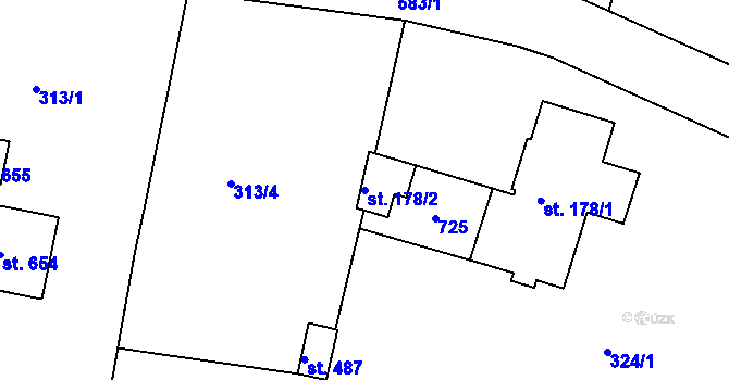 Parcela st. 178/2 v KÚ Ledvice, Katastrální mapa