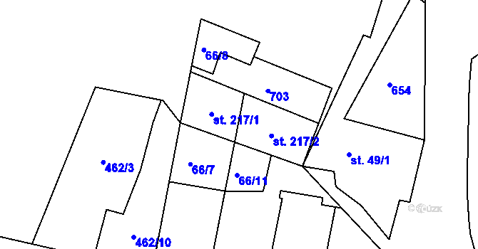 Parcela st. 217 v KÚ Ledvice, Katastrální mapa