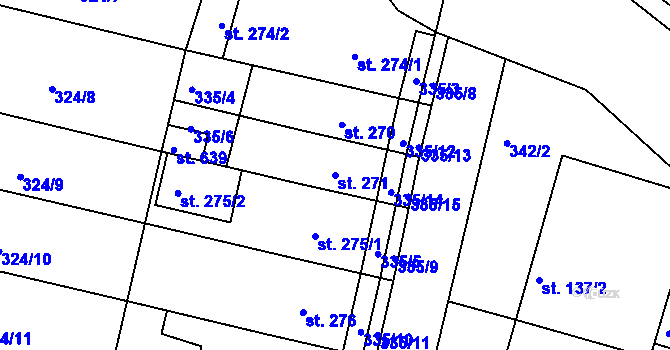 Parcela st. 271 v KÚ Ledvice, Katastrální mapa