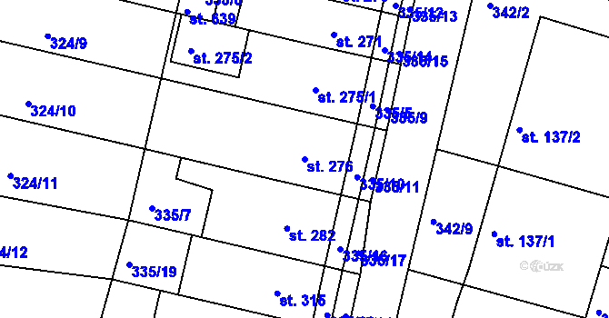 Parcela st. 276 v KÚ Ledvice, Katastrální mapa