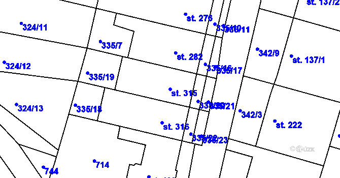 Parcela st. 315 v KÚ Ledvice, Katastrální mapa