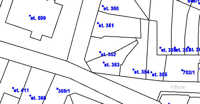 Parcela st. 352 v KÚ Ledvice, Katastrální mapa
