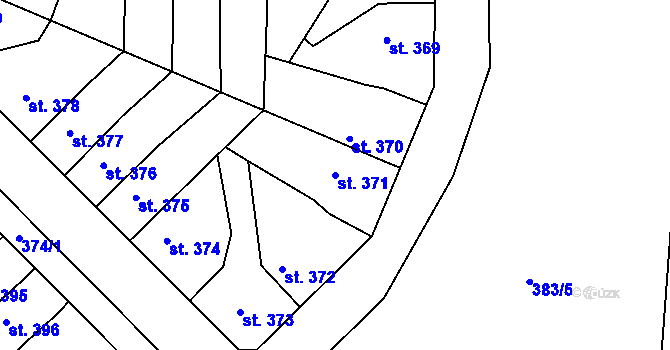 Parcela st. 371 v KÚ Ledvice, Katastrální mapa
