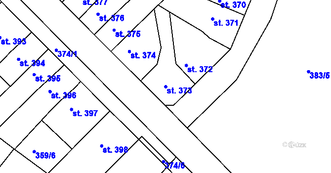 Parcela st. 373 v KÚ Ledvice, Katastrální mapa
