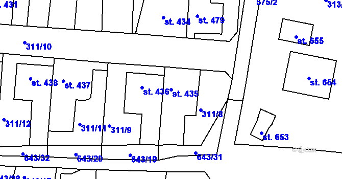 Parcela st. 435 v KÚ Ledvice, Katastrální mapa