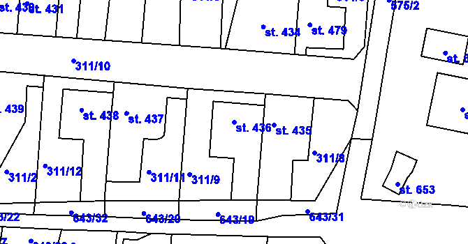 Parcela st. 436 v KÚ Ledvice, Katastrální mapa