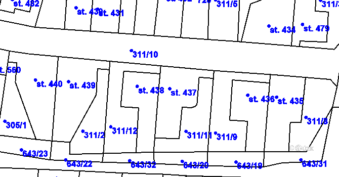 Parcela st. 437 v KÚ Ledvice, Katastrální mapa