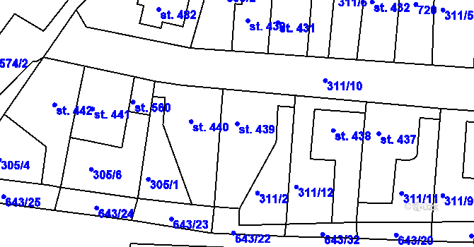 Parcela st. 439 v KÚ Ledvice, Katastrální mapa