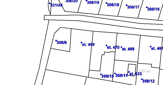 Parcela st. 469 v KÚ Ledvice, Katastrální mapa