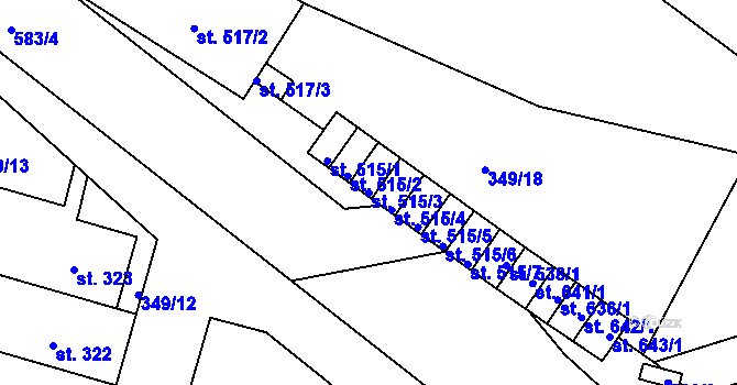 Parcela st. 515/3 v KÚ Ledvice, Katastrální mapa